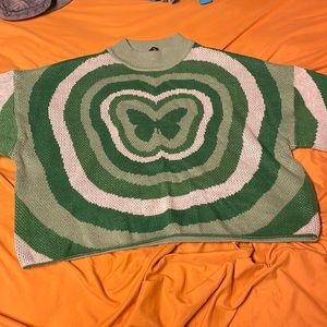 Green butterfly sweater